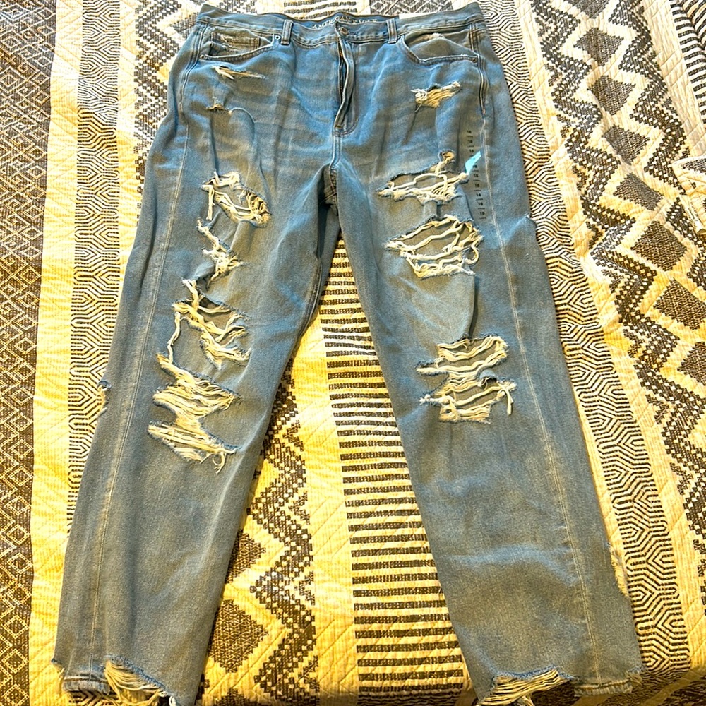 18 Long, Holy American Eagle Mom Jeans
